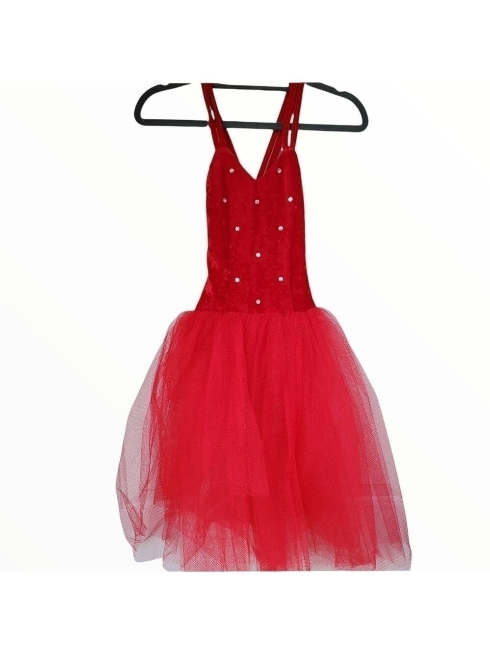 Curtain Call Costumes sz CSM Red velvet Rhinestone Valentines Christmas